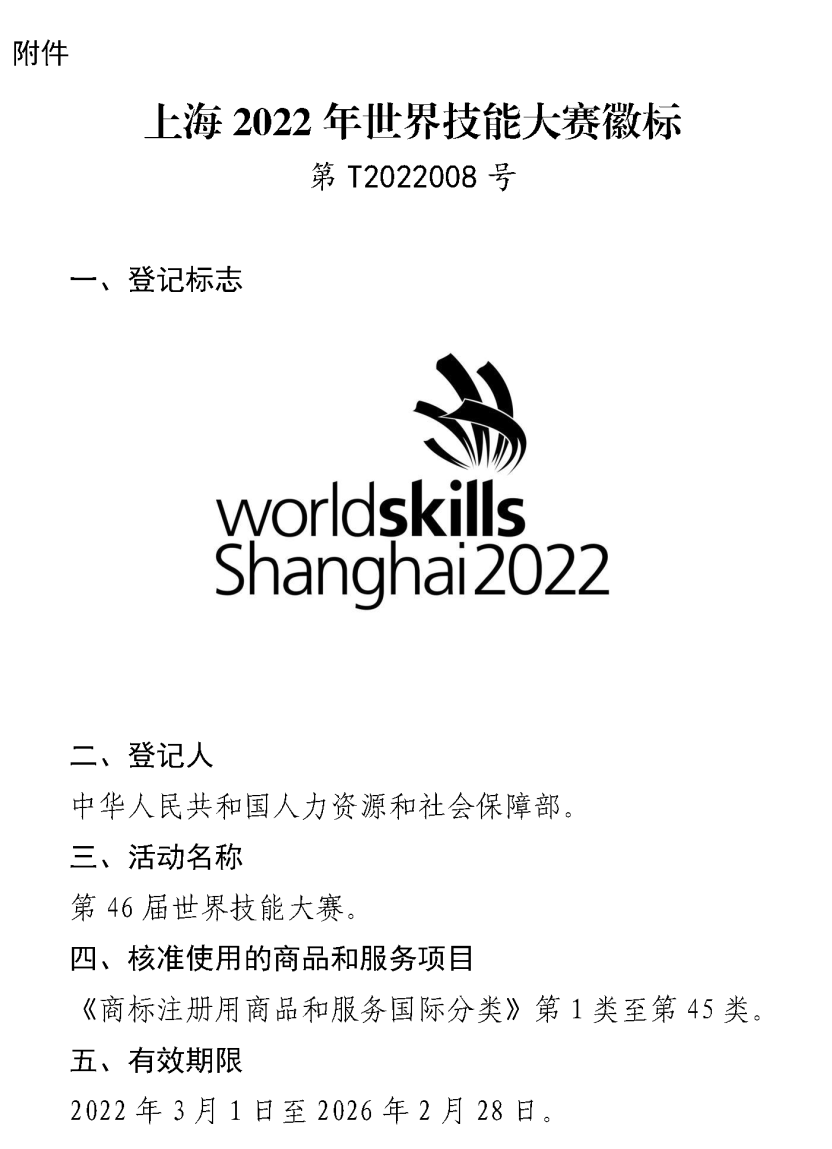 图片[2]_关于核准“上海2022年世界技能大赛徽标”等4件特殊标志登记的公告_知识产权零距离网（IP0.cn）